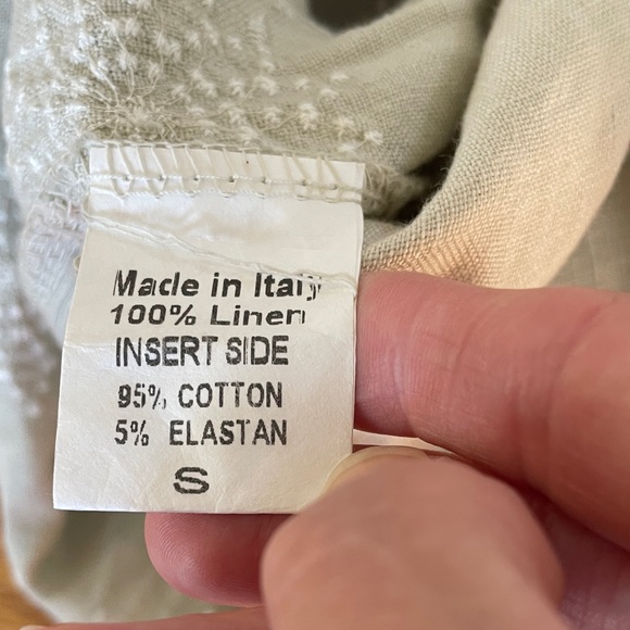 Terzo Millennio Linen Dress S Beige Embroidered Floral Shift Sleeveless Italy - Picture 10 of 11